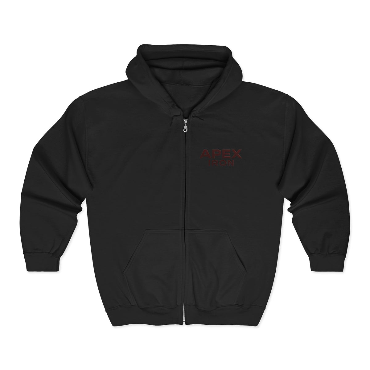 Apex Iron Gym Zip Hoodie — Bull Logo Weightlifting Full-Zip Sweatshirt