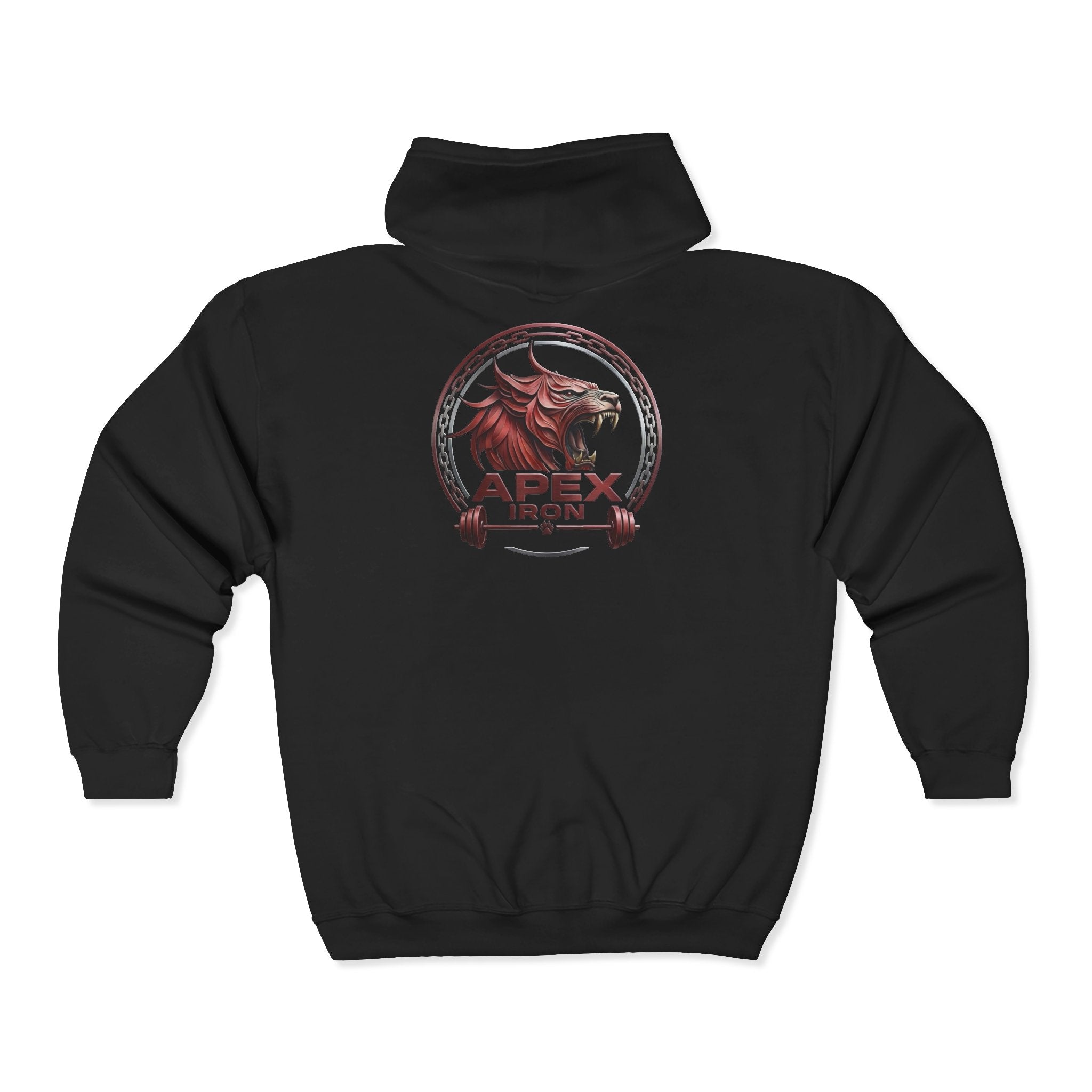 Apex Iron Gym Zip Hoodie — Bull Logo Weightlifting Full-Zip Sweatshirt