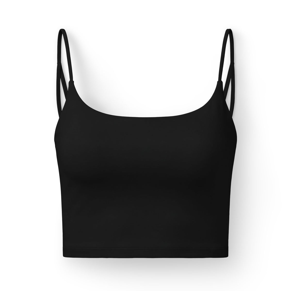 Women's Luxe Bra — Minimal Black Crop Bra with Small Angel Logo