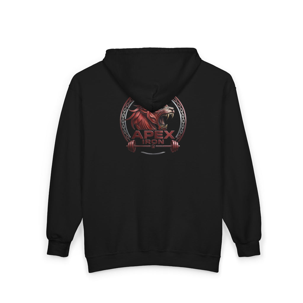 Apex Iron Gym Zip Hoodie — Bull Logo Weightlifting Full-Zip Sweatshirt
