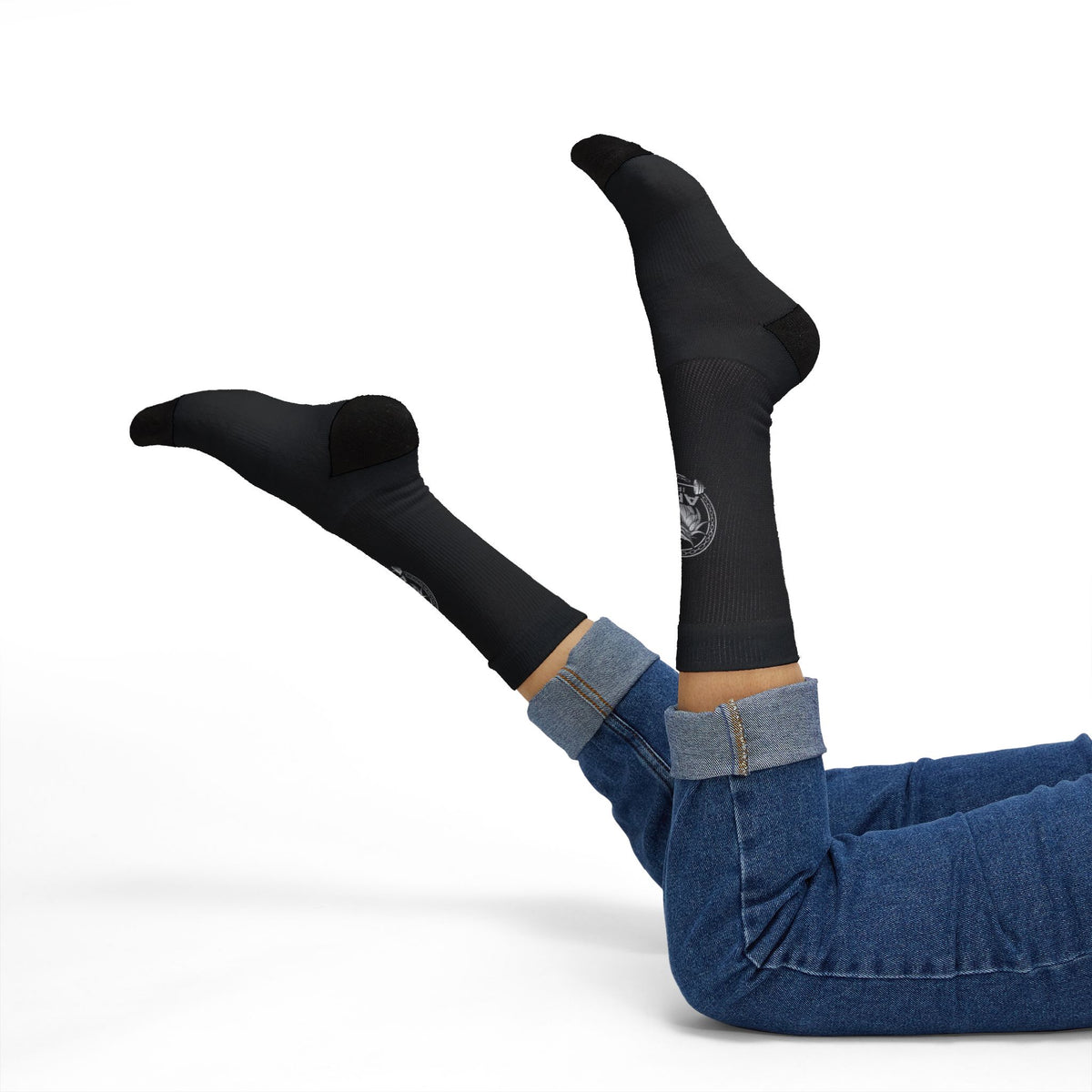 Black Sublimation Socks with White logo