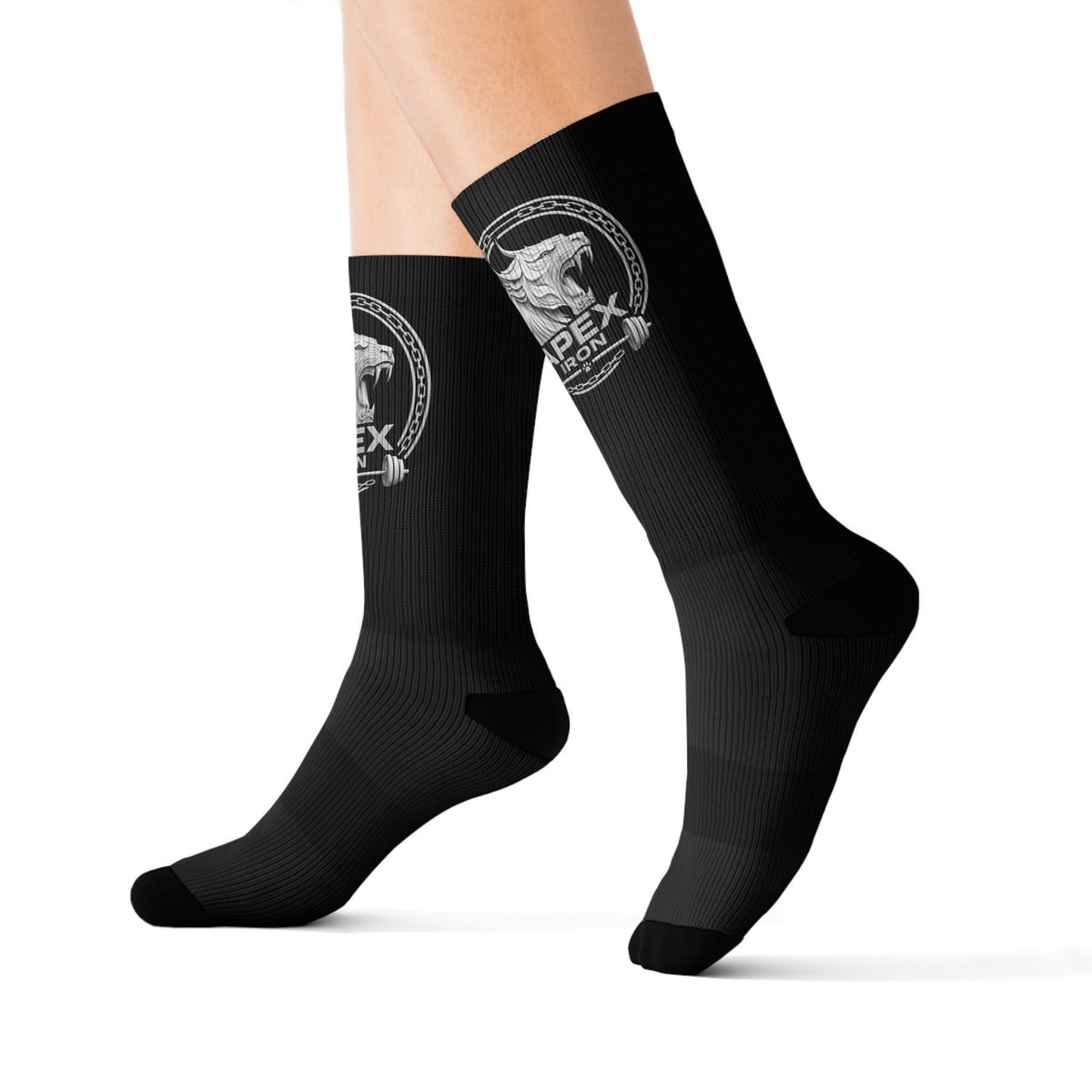 Black Sublimation Socks with White logo