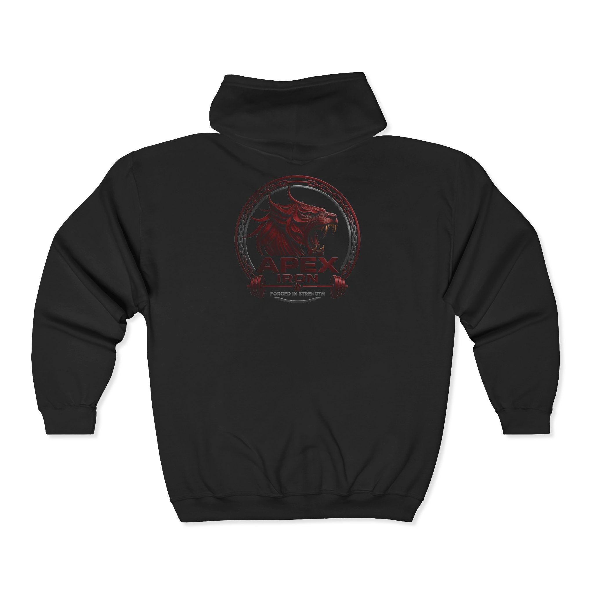 Apex Iron Gym Zip Hoodie — Bull Logo Weightlifting Full-Zip Sweatshirt