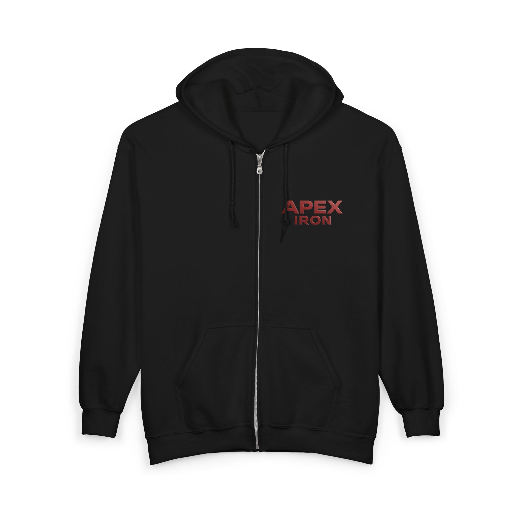 Apex Iron Gym Zip Hoodie — Bull Logo Weightlifting Full-Zip Sweatshirt