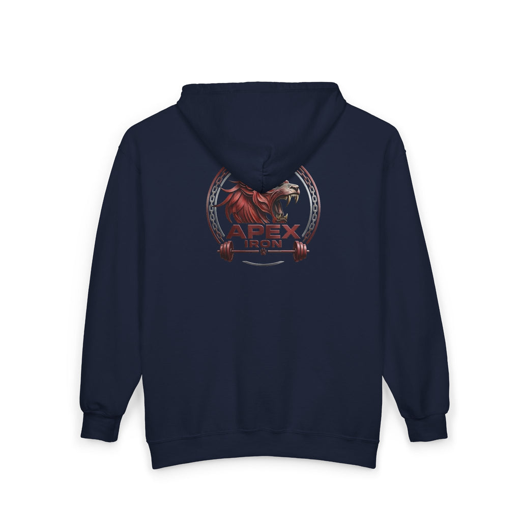 Apex Iron Gym Zip Hoodie — Bull Logo Weightlifting Full-Zip Sweatshirt