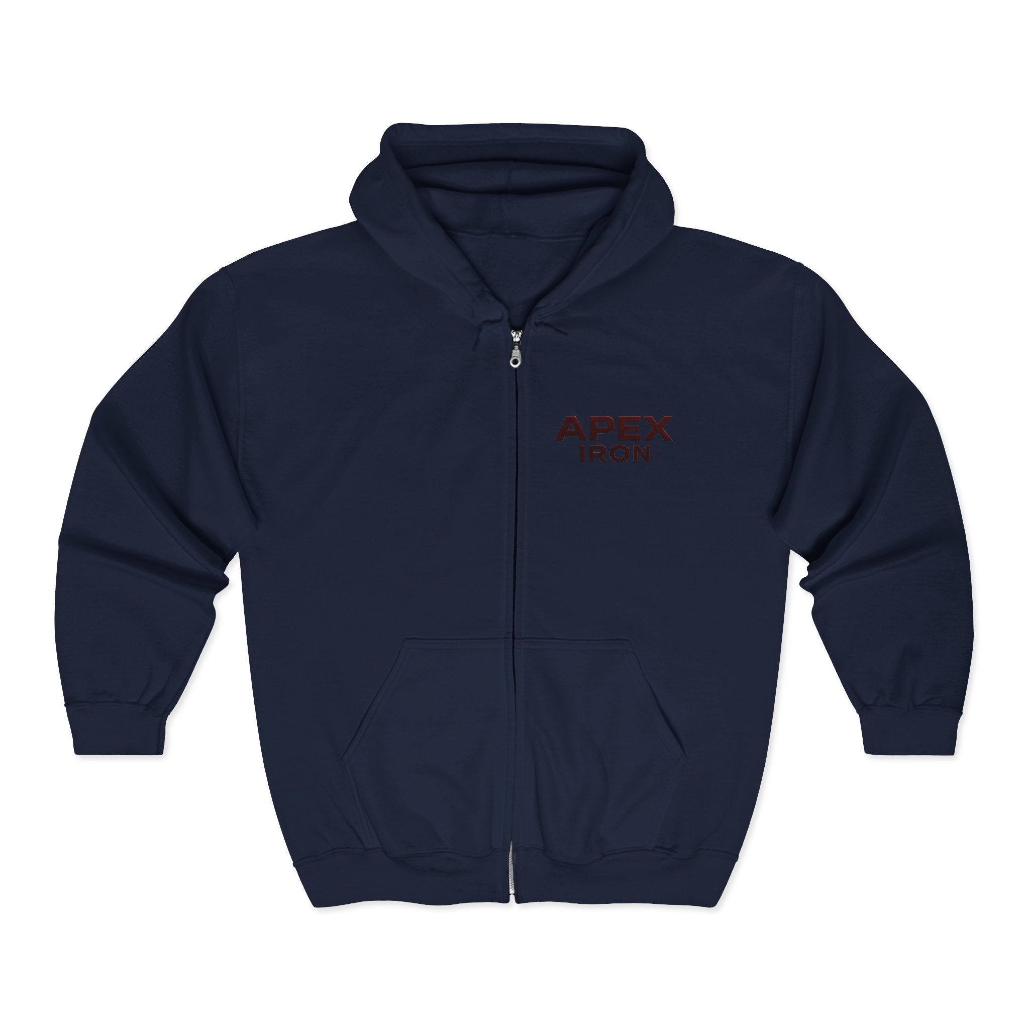 Apex Iron Gym Zip Hoodie — Bull Logo Weightlifting Full-Zip Sweatshirt