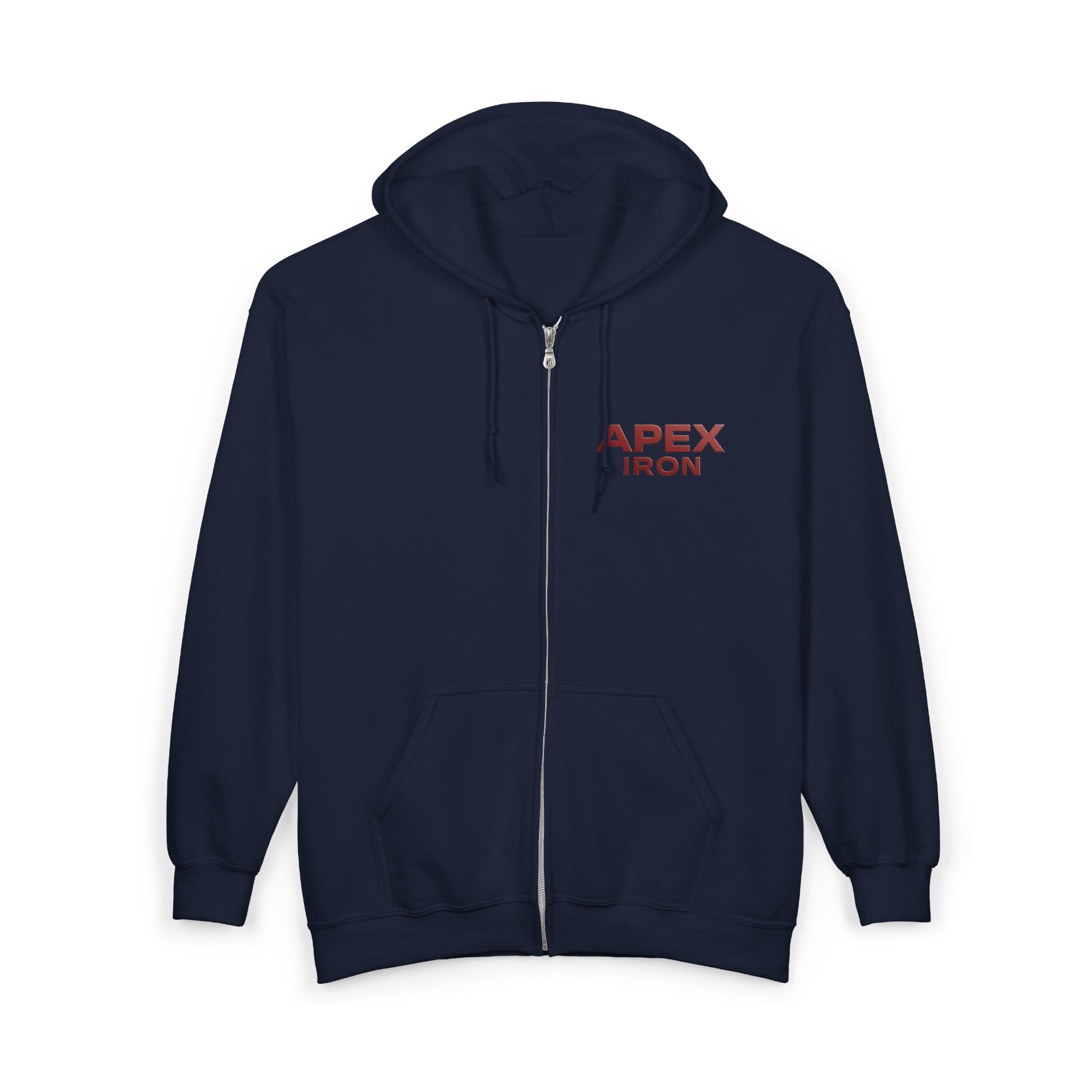 Apex Iron Gym Zip Hoodie — Bull Logo Weightlifting Full-Zip Sweatshirt