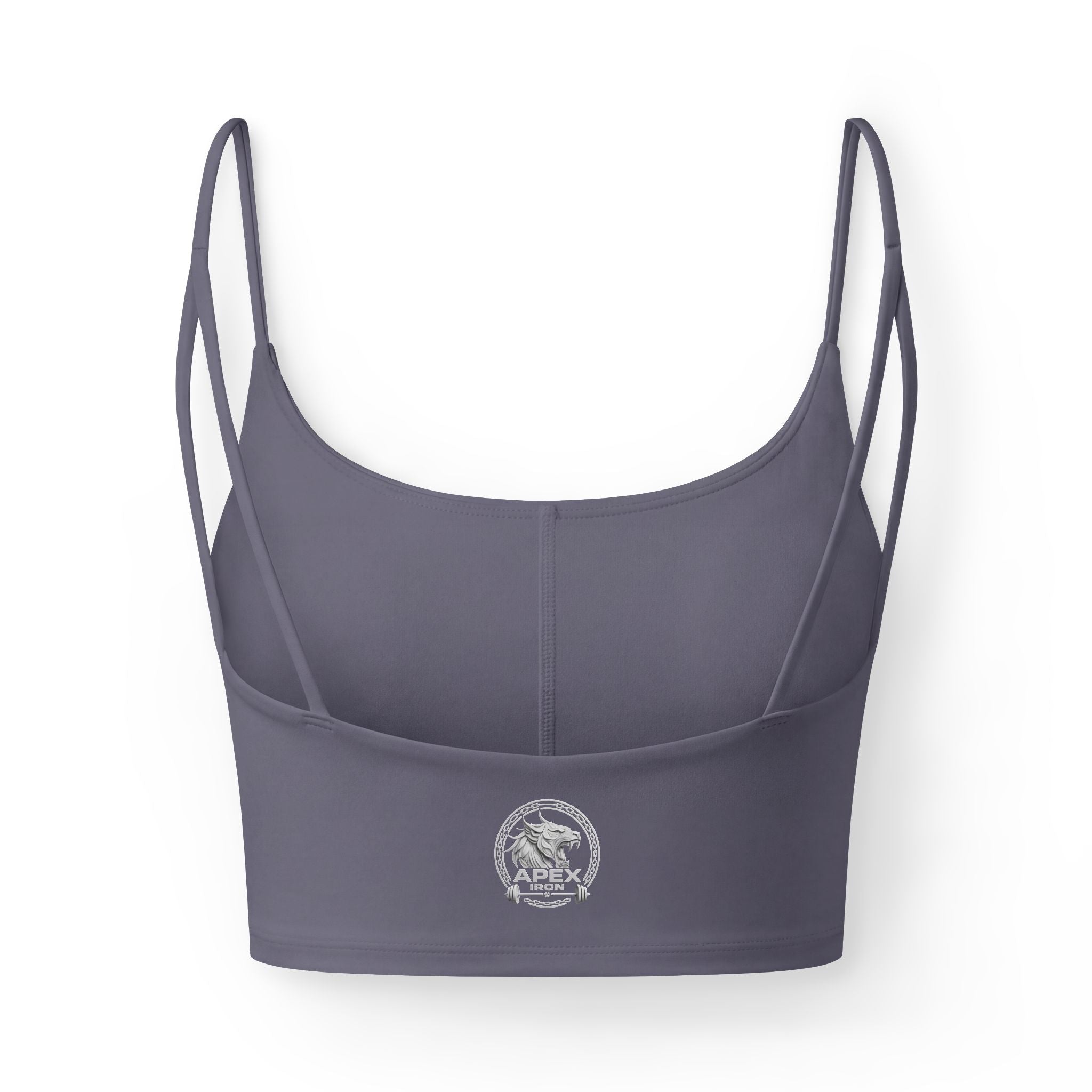 Women's Luxe Bra — Minimal Black Crop Bra with Small Angel Logo