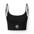 Women's Luxe Bra — Minimal Black Crop Bra with Small Angel Logo